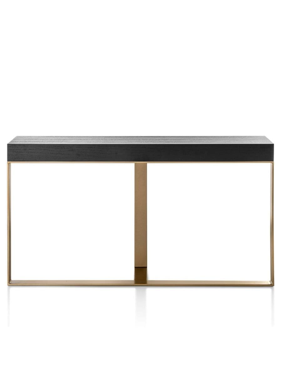 CONSOLA TETRIS EN HIERRO DORADO PARAISO NEGRO 150 X 35 X 81
