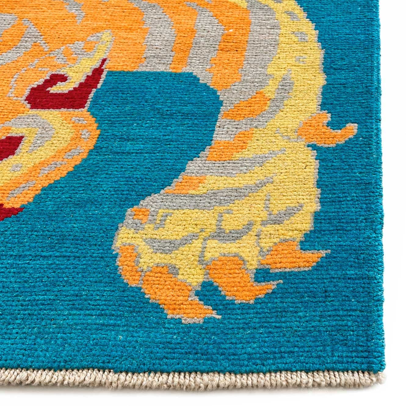OUSHAK TIGER BLUE&YELLOW 143X206