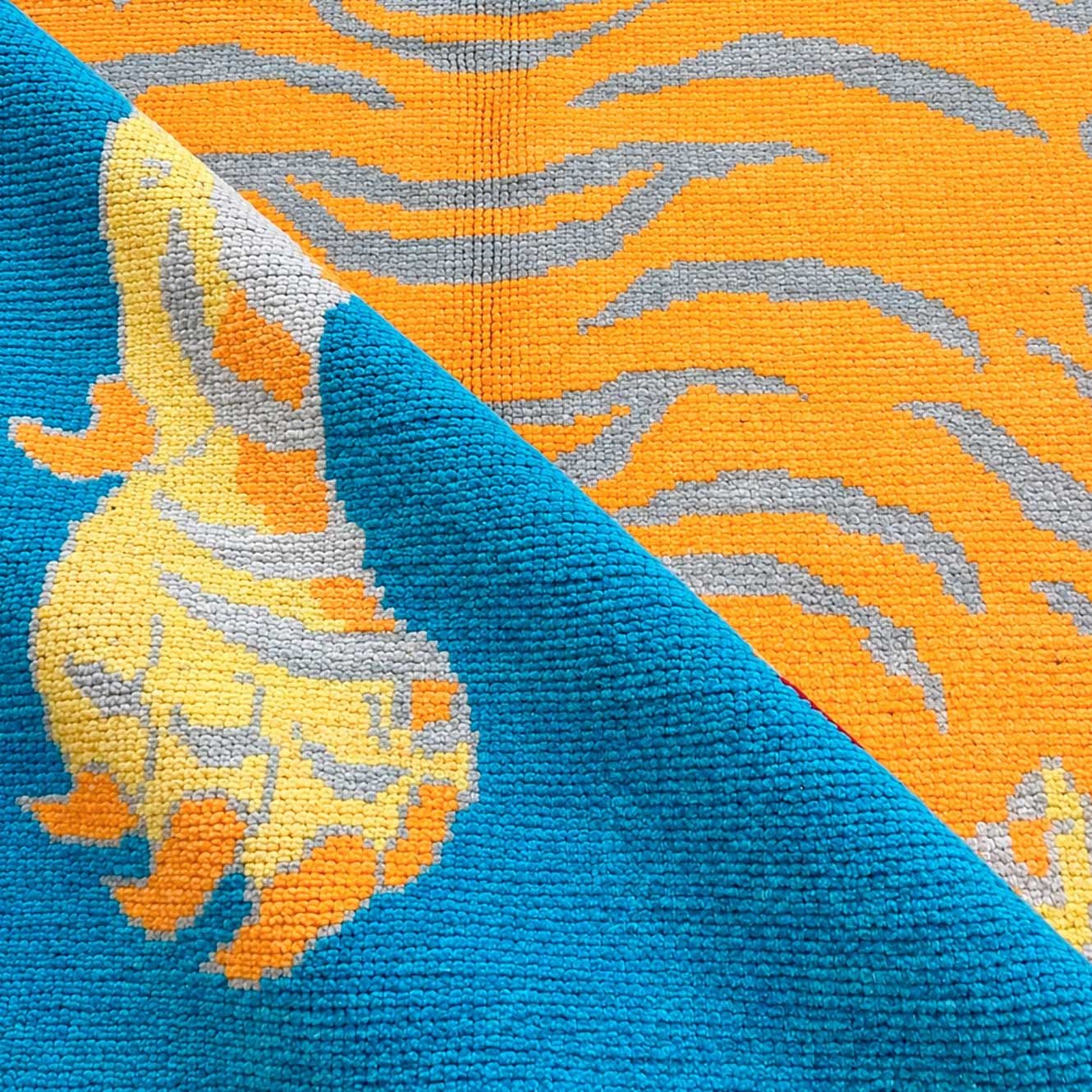 OUSHAK TIGER BLUE&YELLOW 143X206