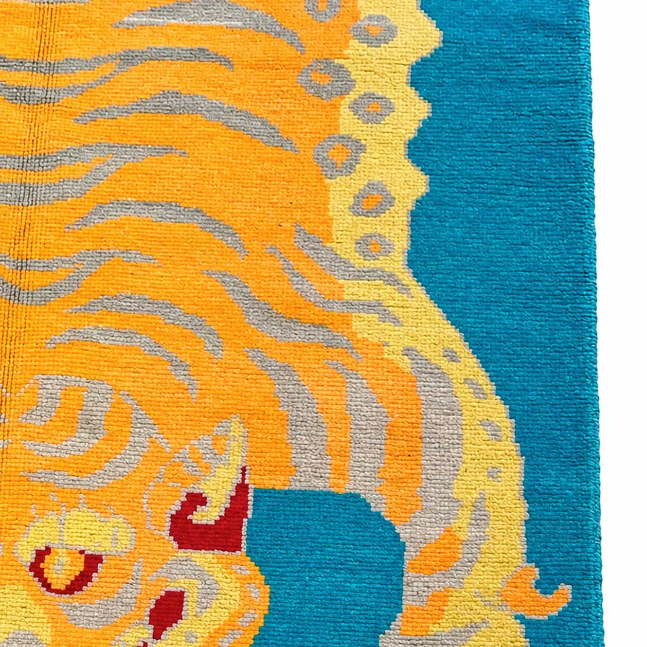 OUSHAK TIGER BLUE&YELLOW 143X206
