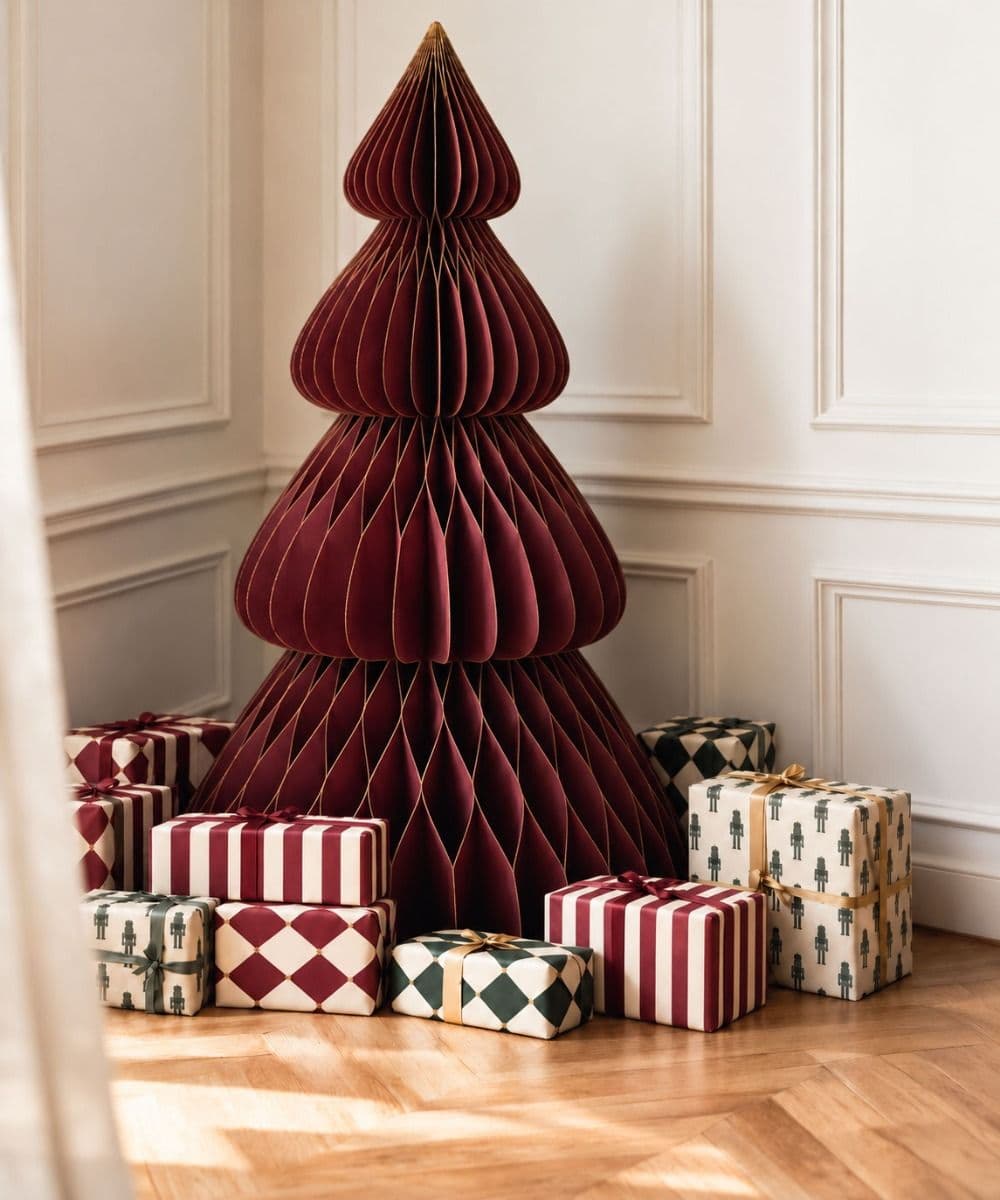 ARBOL DE NAVIDAD DE PAPEL MAROON 180CM