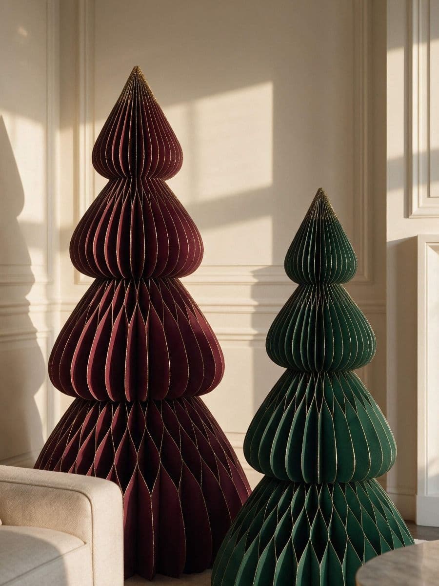 ARBOL DE NAVIDAD DE PAPEL MAROON 180CM