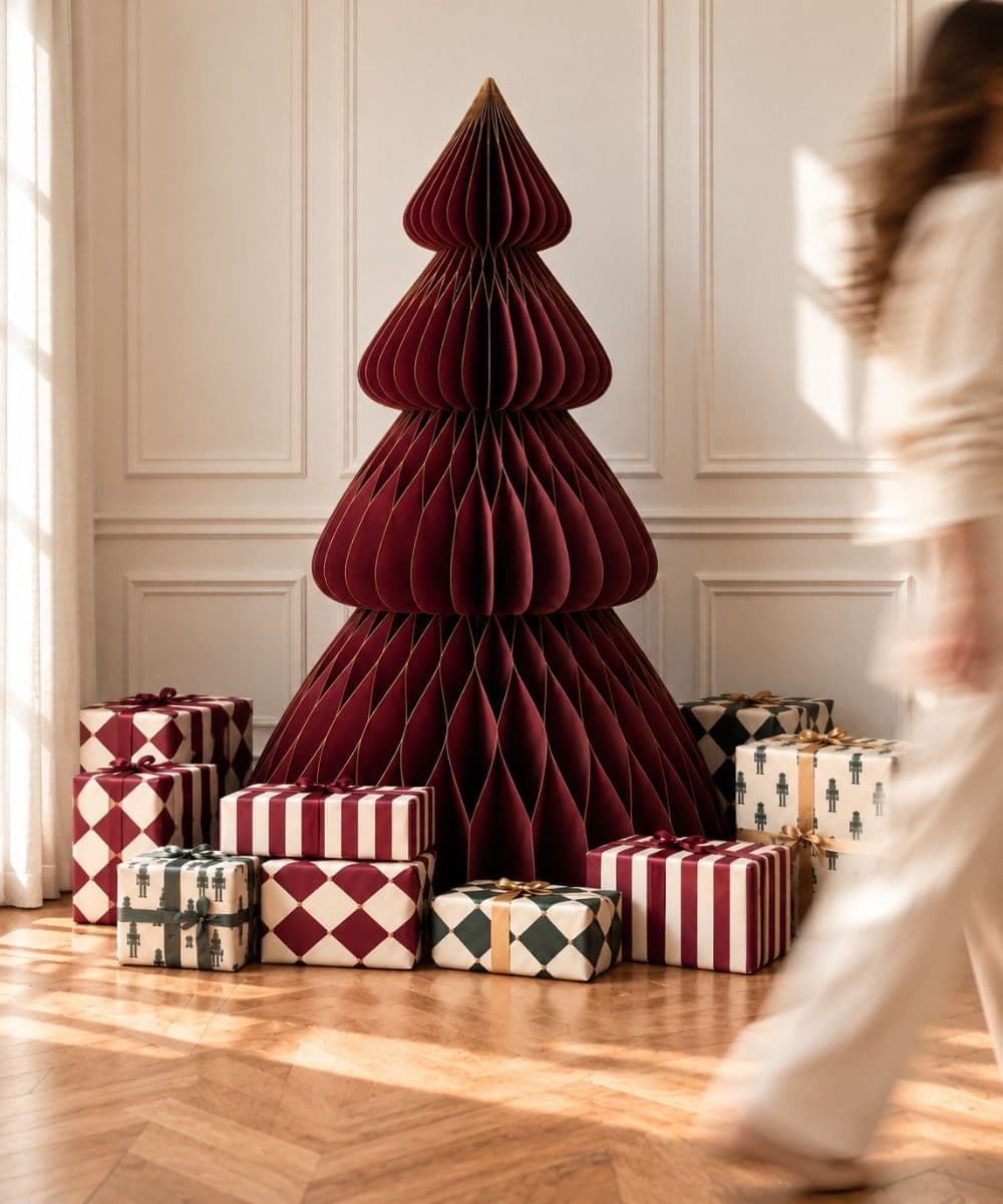 ARBOL DE NAVIDAD DE PAPEL MAROON 180CM