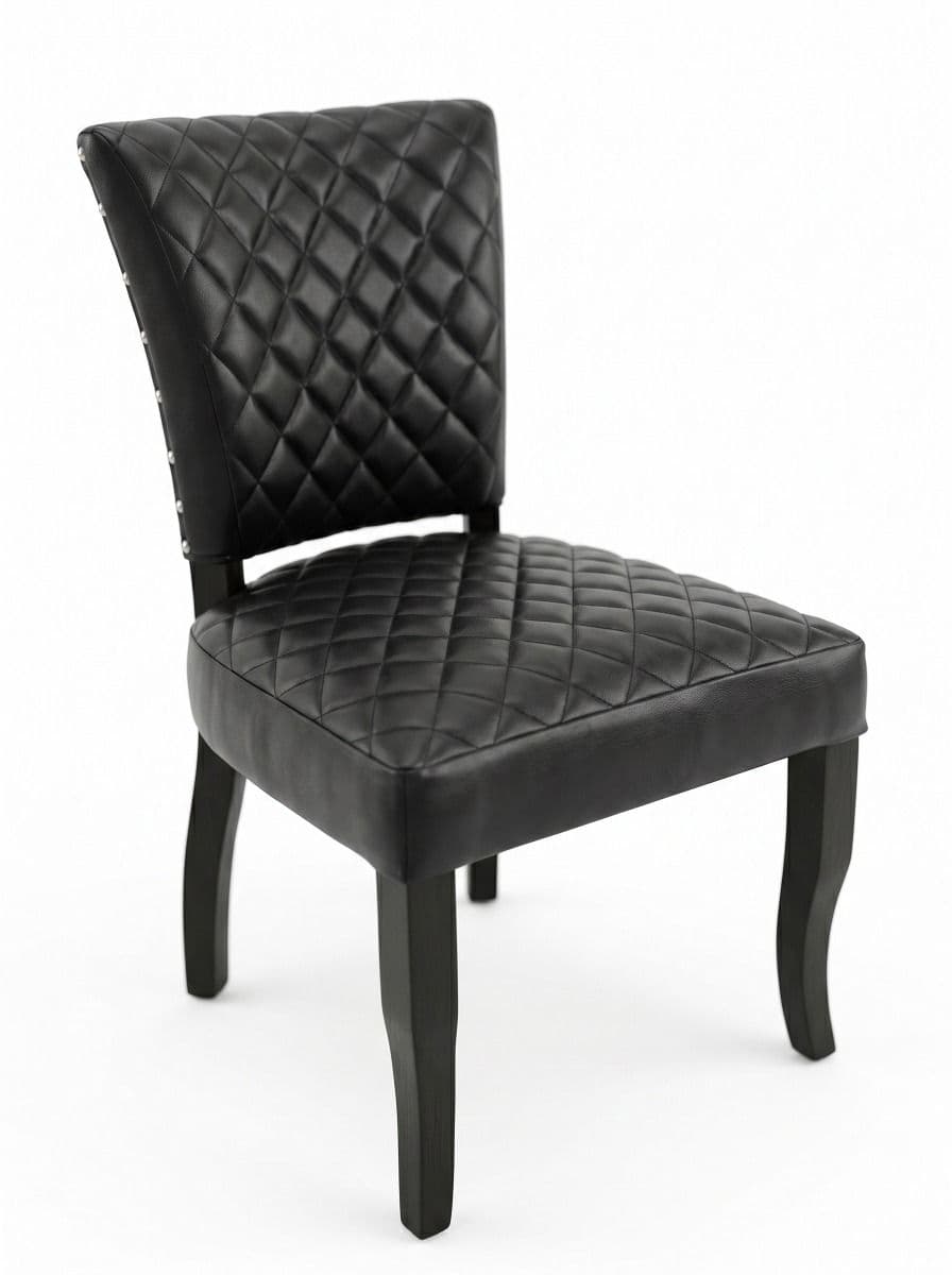 SILLA TORINO CUERO NEGRO MATELASE