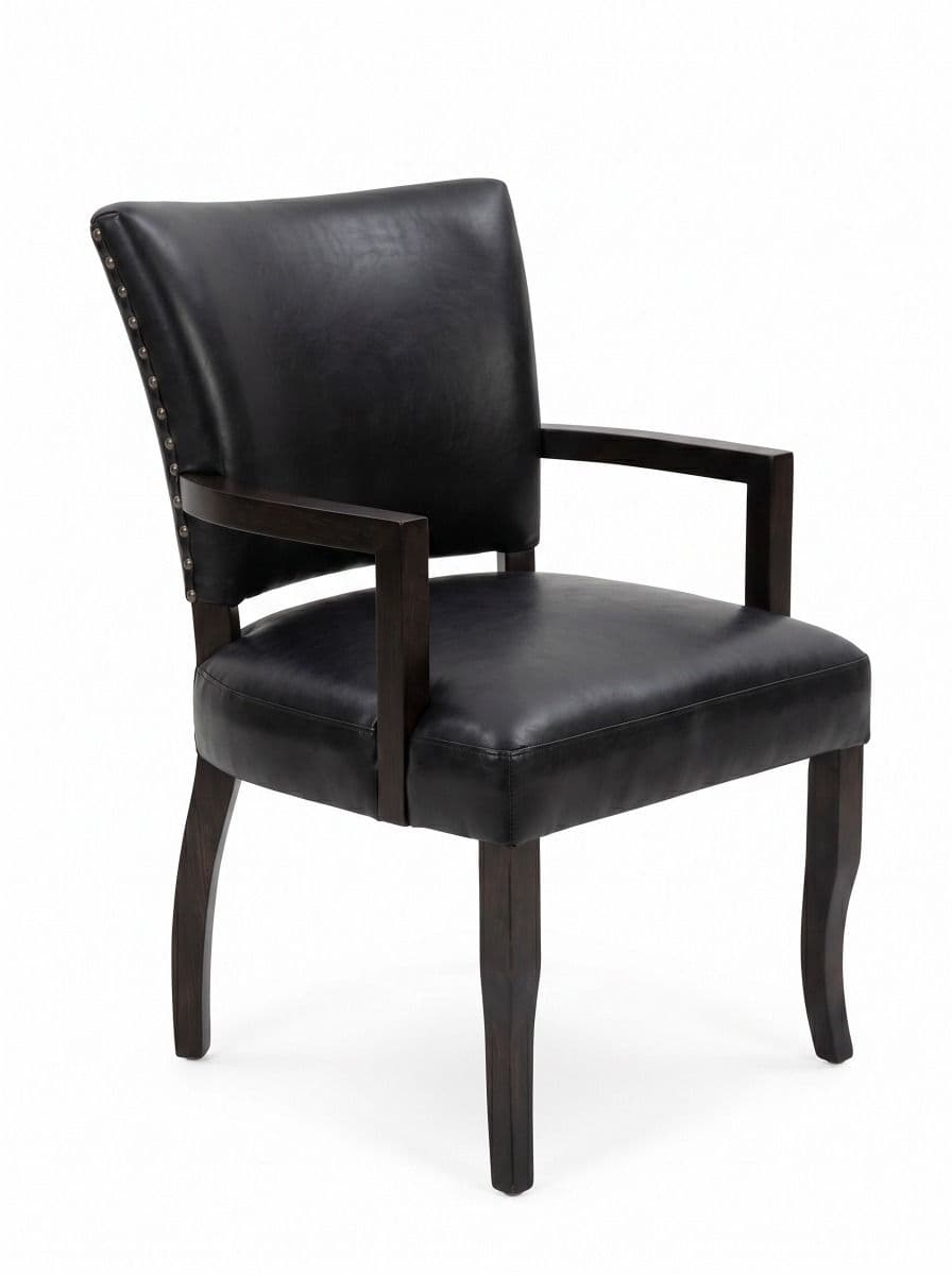 SILLA TORINO CON APOYABRAZOS CUERO NEGRO