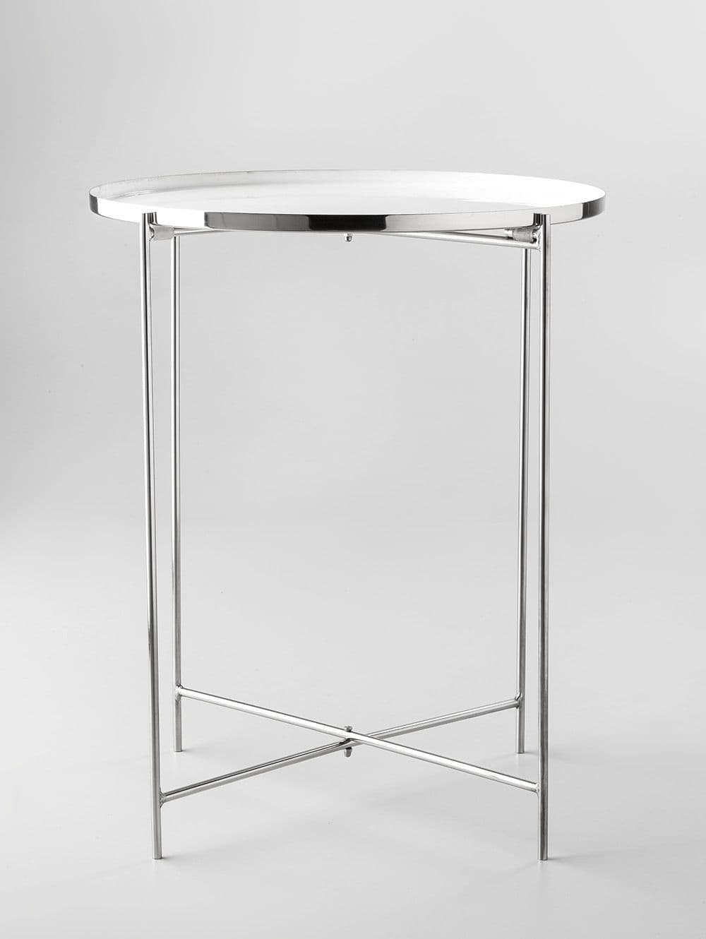 MESA AUXILIAR VALDA WHITE & NIQUEL 42X50